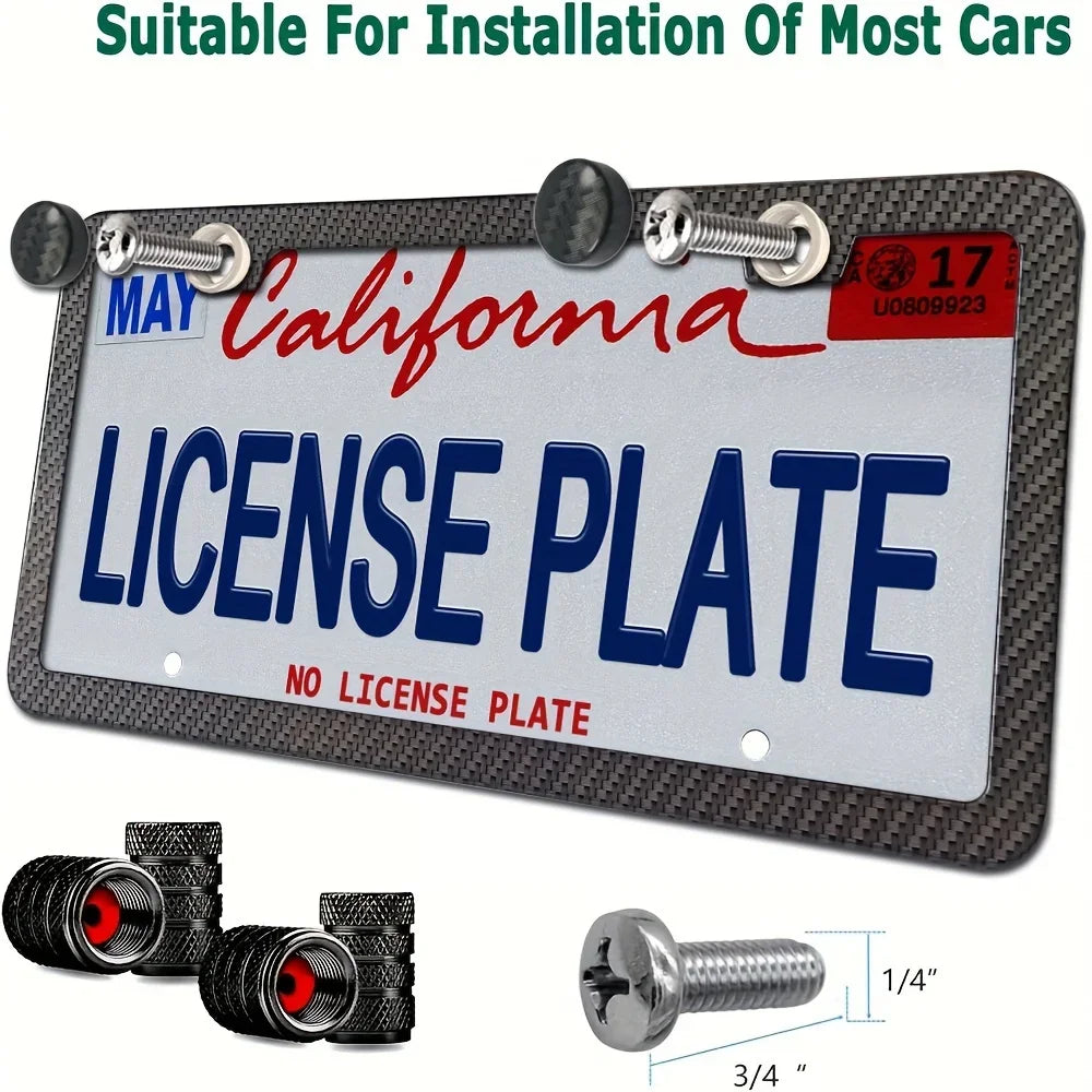Frame shown with a sample plate, fits most cars
