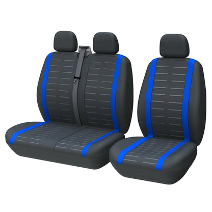 Van and Truck Seat Covers, 2+1 Front Row Set for Driver Seat and Double Passenger Bench, Polyester with 3D Stripes, 4 Colors