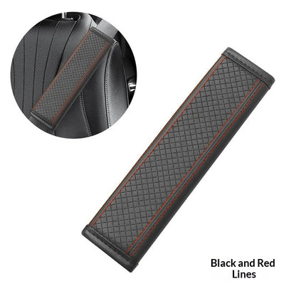 Soft-Touch PU Leather Seat Belt Shoulder Cover for Adults, Perforated Snap-On Pad for Neck Comfort, 1 Piece, 4 Styles