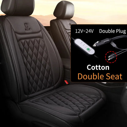 12V-24V Heated Car Seat Cover, 25W Seat Warmer Cushion with 3 Heat Levels and Auto-Off Timer, Flannel or Cloth, 1 or 2 Pack