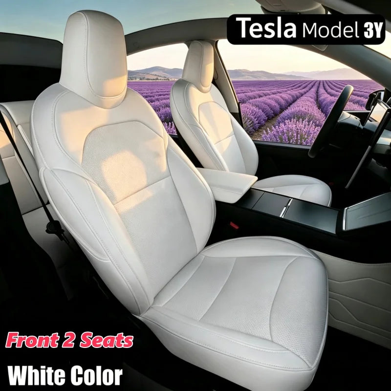 Full-Wrap Seat Covers for Tesla Model Y Juniper and Model 3 Highland 2024-2026, Front or Rear Half Set with Armrest Cover
