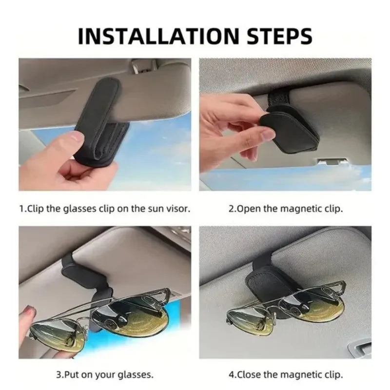 Magnetic Car Visor Sunglasses Holder — No-Tool Clip Mount