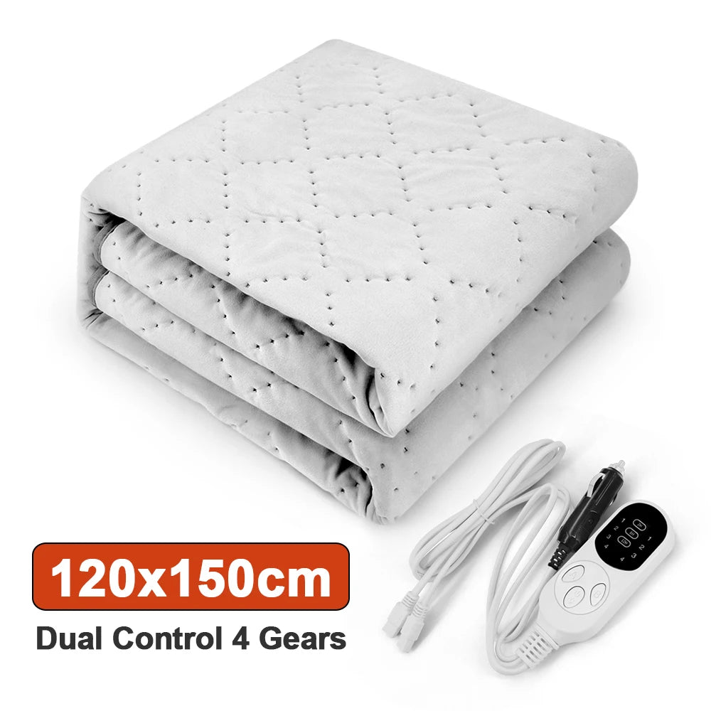 12V Heated Car Blanket, Soft Flannel Electric Travel Blanket for Car Trips and Camping, Adjustable Heat, 3 Sizes, 2 Styles