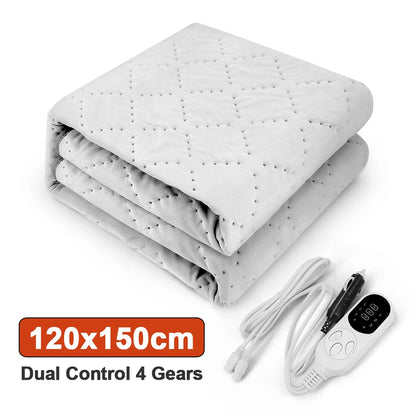 12V Heated Car Blanket, Soft Flannel Electric Travel Blanket for Car Trips and Camping, Adjustable Heat, 3 Sizes, 2 Styles