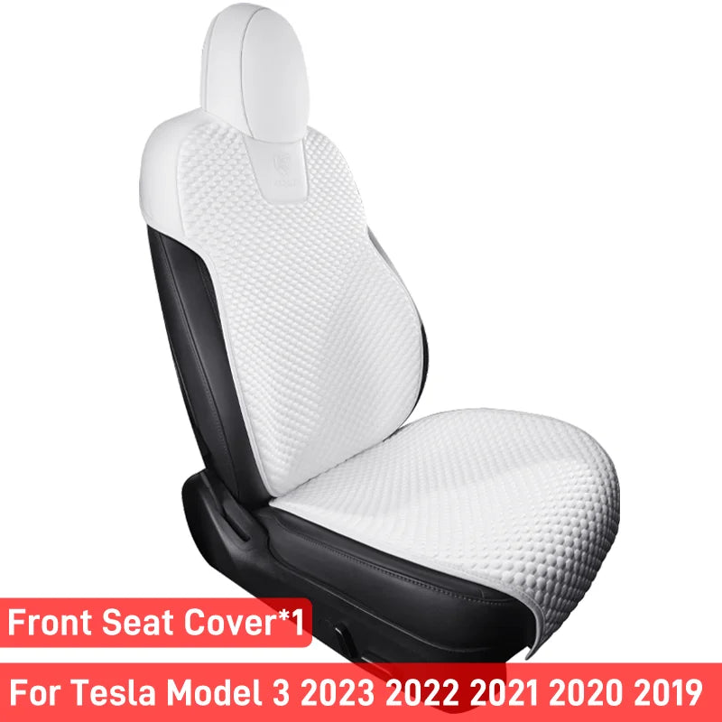 Ice Silk Seat Cushions for Tesla Model Y 2020-2024 and Model 3 2017-2023, Breathable Front or Rear Seat Pads, Black or White