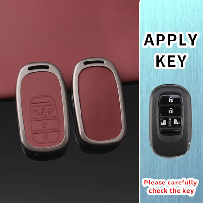Key Fob Cover for Honda Smart Keys, Red Leather Case for Civic, Stepwagon, Vezel and Odyssey, 2 or 3-Piece Set