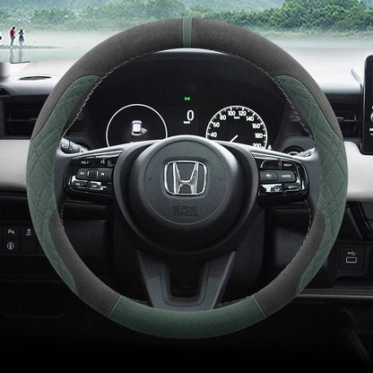 Steering Wheel Cover for Honda Civic, CR-V, Accord, Pilot and Passport, Two-Tone Suede, 15 in (37-38 cm), O or D Shape, 9 Colors