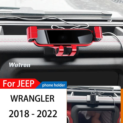 Gravity Phone Mount for Jeep Wrangler 2018-2022, Vehicle-Specific Base with Ball Head, Aluminum Alloy Holder Turns 360 Degrees, 3 Styles