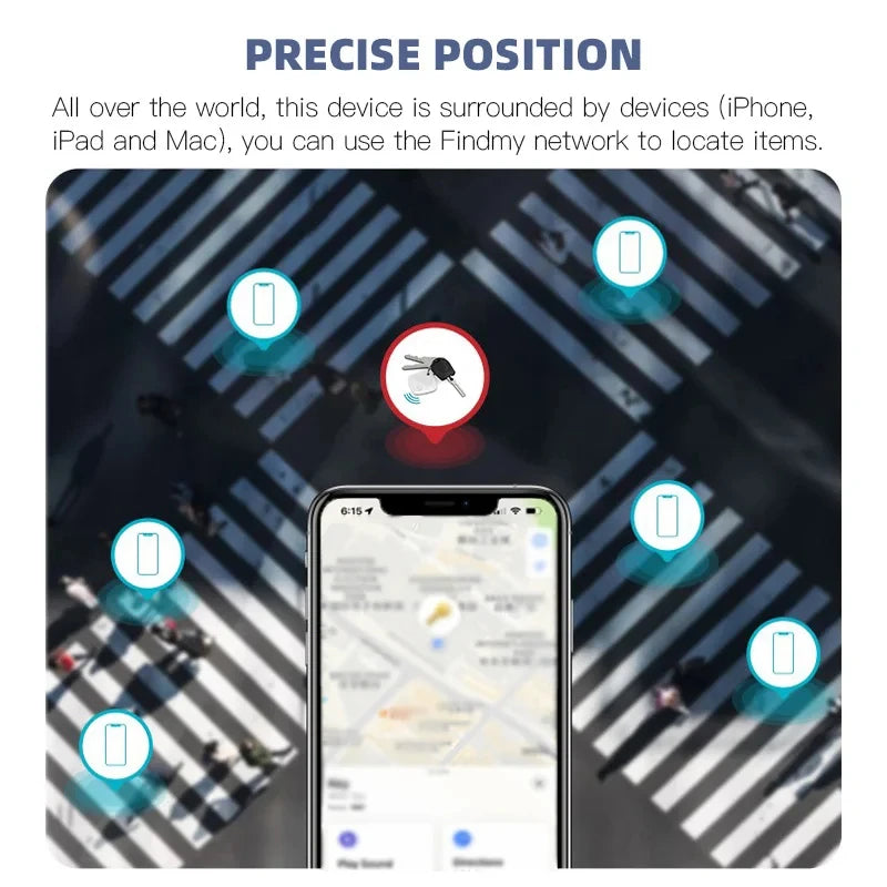 Bluetooth Item Tracker Tag, Works with the Find My App on iPhone, Replaceable Battery, Built-In Speaker, for Keys, Bags and Luggage
