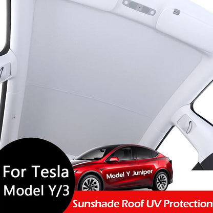 Glass Roof Sunshade for Tesla Model Y 2020-2024 and Juniper, Model 3 2017-2023 and Highland, Clip-On Shades in Black, White or Blue