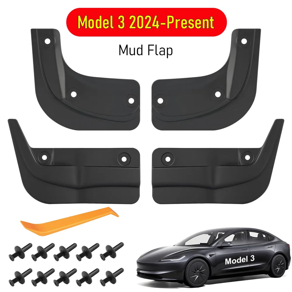 Mud Flaps for Tesla Model Y and Model 3, 6 Versions Including Model Y Juniper 2025+, Model 3 Highland 2024+ and Model Y L