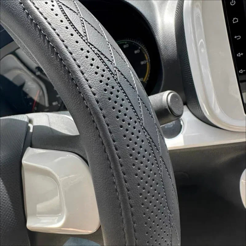 Close-up of the perforated leather surface