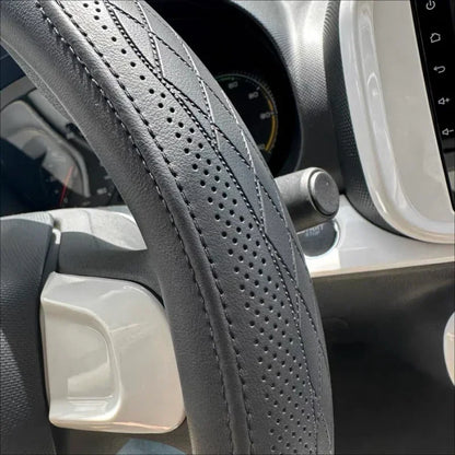 Close-up of the perforated leather surface