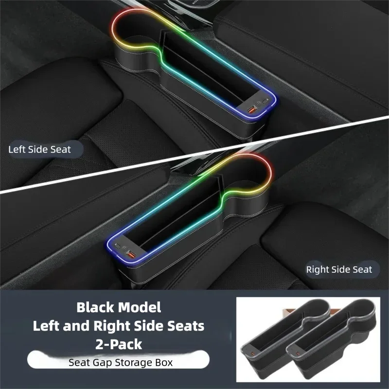 LED Car Seat Gap Filler with 56W Fast Charger — 7-Color Ambient Light