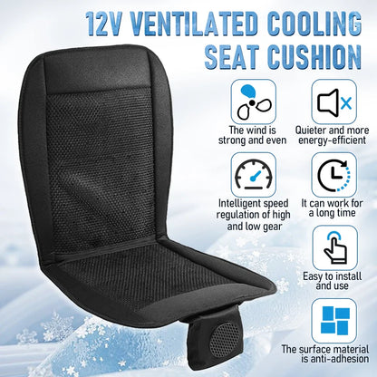 12V Cooling Car Seat Cushion with 8 Fans, 3D Mesh Ventilated Seat Pad for Front Seats, 2 Speeds, Plugs into Lighter Socket