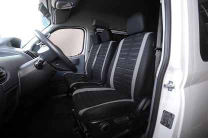 Van and Truck Seat Covers, 2+1 Front Row Set for Driver Seat and Double Passenger Bench, Polyester with 3D Stripes, 4 Colors