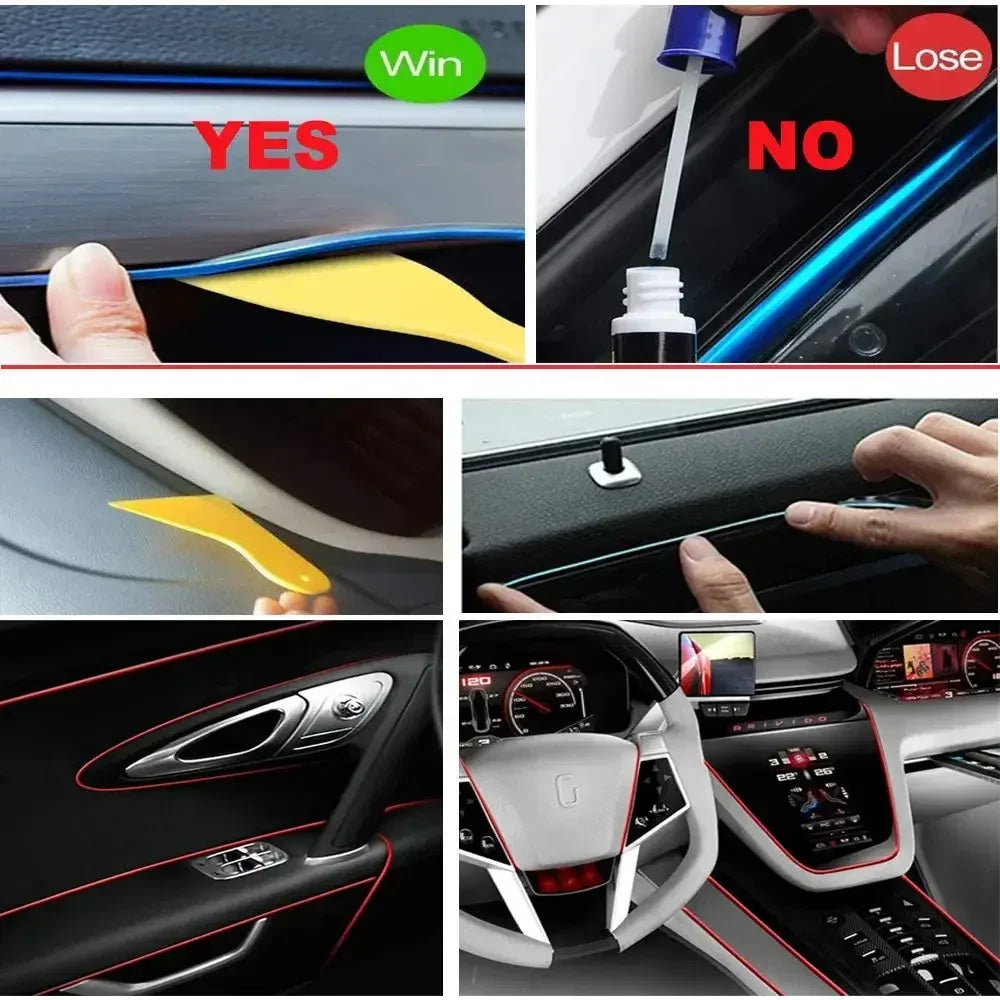 5 m (16.5 ft) EL Wire Car Interior Ambient Light, Flexible Neon Trim Strip with USB or 12V Socket Driver, 10 Colors