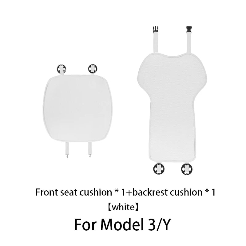 Ice Silk Seat Cushions for Tesla Model 3 and Model Y, Breathable Knit Front or Rear Seat Pads, Black or White