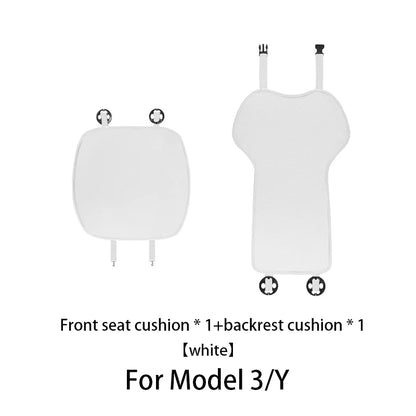 Ice Silk Seat Cushions for Tesla Model 3 and Model Y, Breathable Knit Front or Rear Seat Pads, Black or White