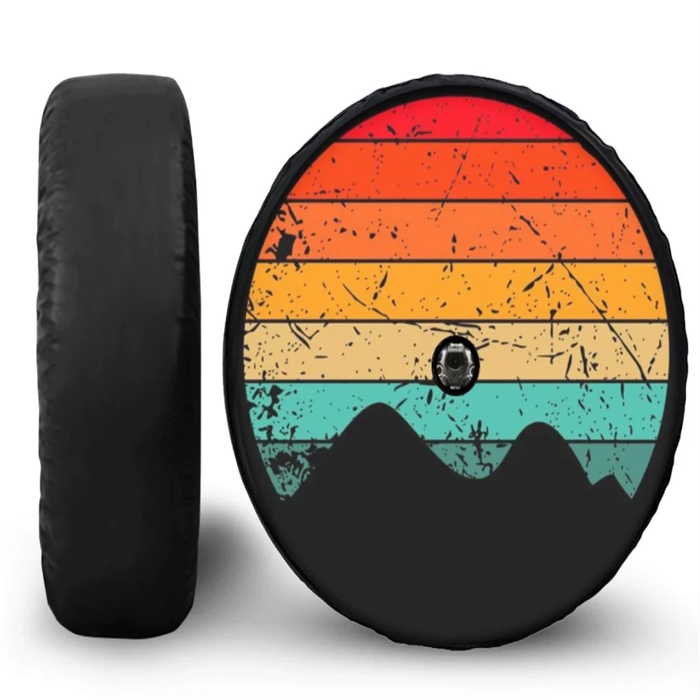 Spare Tire Cover for Jeep Wrangler with Backup Camera Hole, 4x4 Off-Road Paw PU Leather, 15 to 18 in, Plain Black or 19 Prints