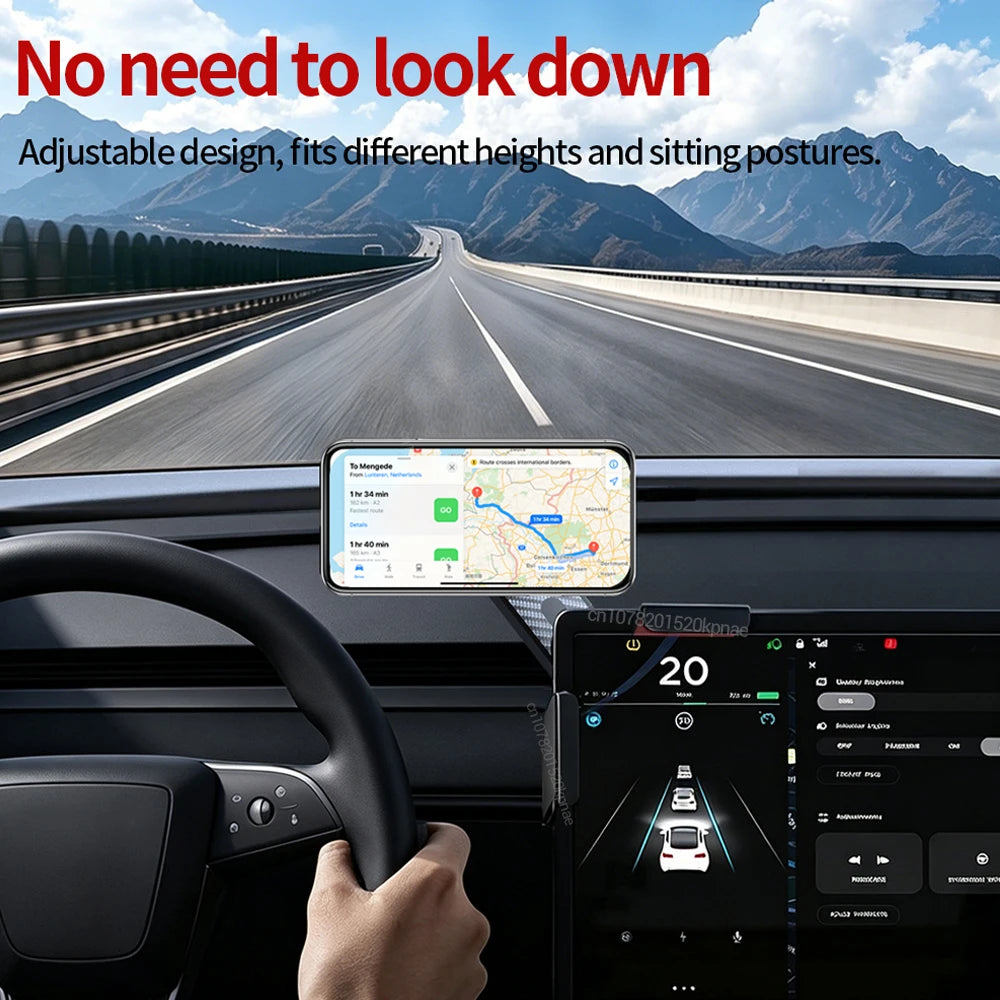 Dashboard Phone Mount for Tesla Model 3 Highland 2024-2025 and Model Y Juniper 2025, Base with Magnetic Holder, Black or Clear Black