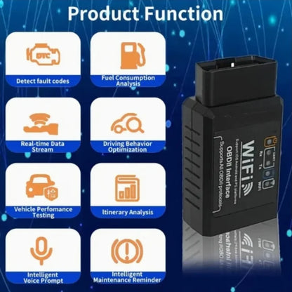 OBD2 adapter functions shown as icons