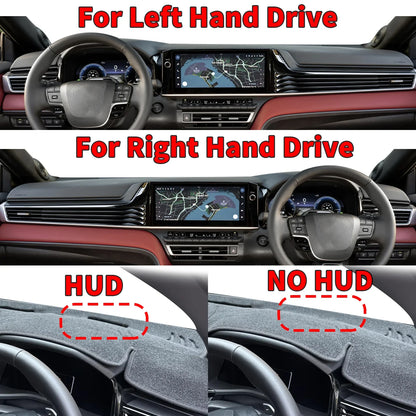 Dash Mat for Toyota Camry 2025-2027 (XV80), 9 Styles Including Red or Blue Edge Trim, Flannel, Polyester or Leather