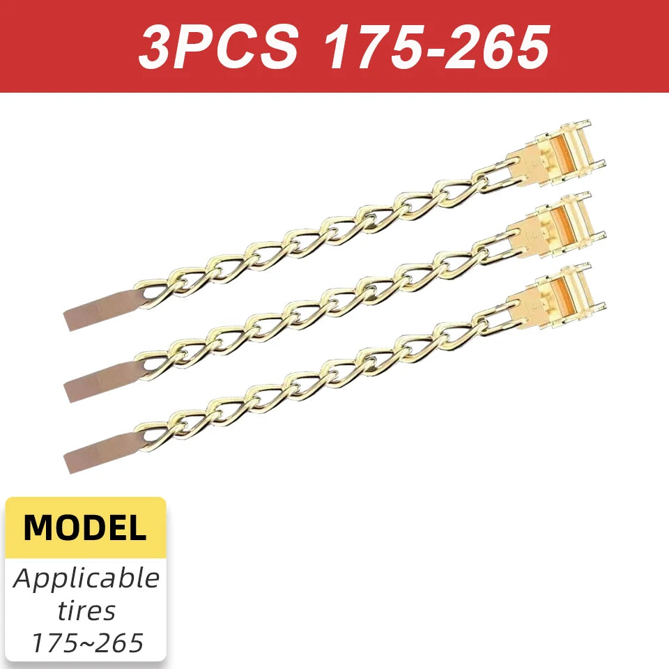 Set of 3 steel snow chain straps
