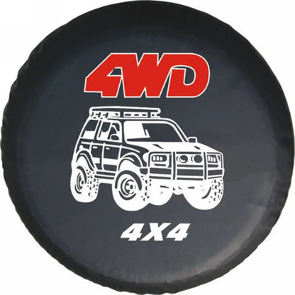 Spare Tire Cover for Jeep Wrangler (JL, JK), 15 in Black PVC Leather for 27.6-29.5 in (70-75 cm) Tires on 15 in Wheels