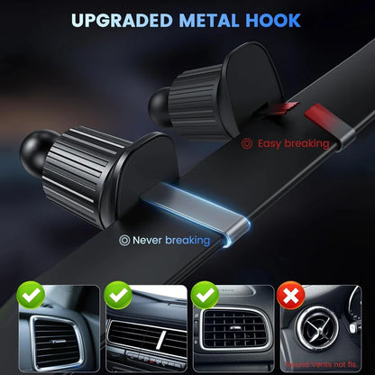Magnetic Wireless Car Charger and Vent Mount with LED Light Ring, Fast Charging for iPhone 12 and Newer, With or Without Cable