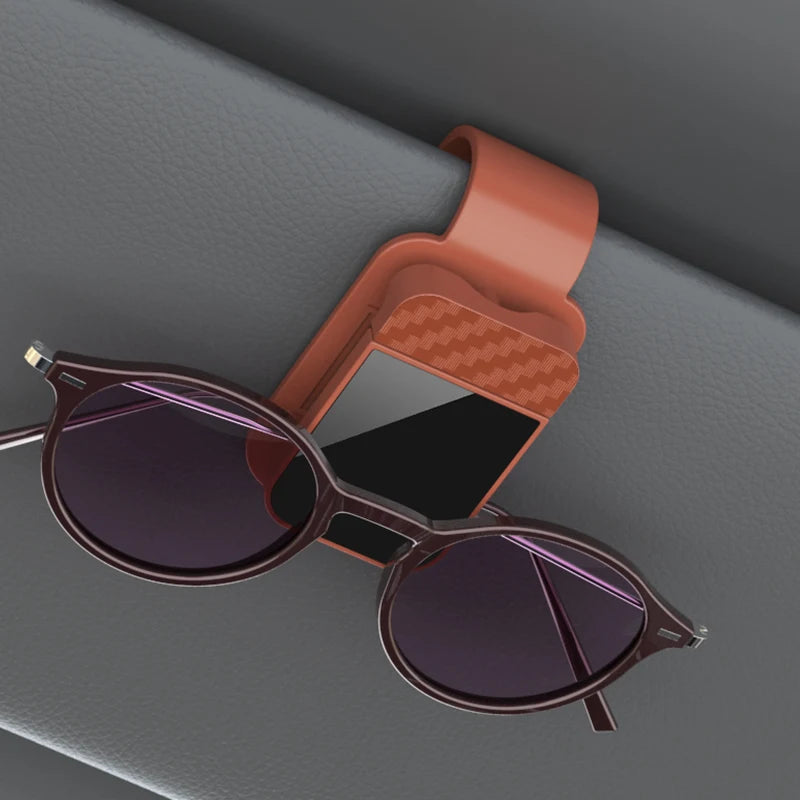 Car Sun Visor Sunglasses Clip — Adjustable Glasses & Card Holder