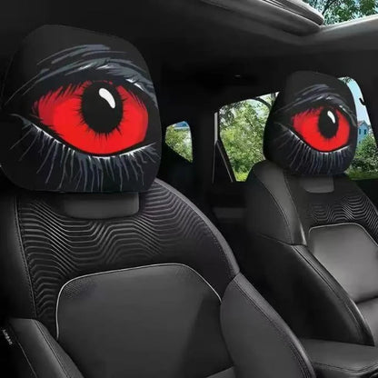 Halloween Funny Face Car Headrest Covers, Set of 2 Double-Sided Printed Polyester Covers, Easy to Wash, 17 Styles