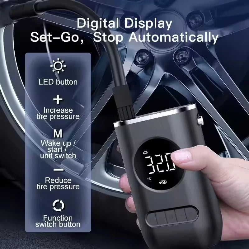 Digital display and buttons of the cordless tire inflator