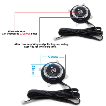 Car Alarm with Remote Start, Keyless Entry and Push Button Start, App Control on Some Models, Professional Installation Required