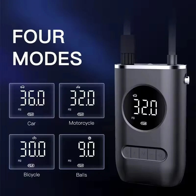 Tire inflator with car, motorcycle, bicycle and ball modes