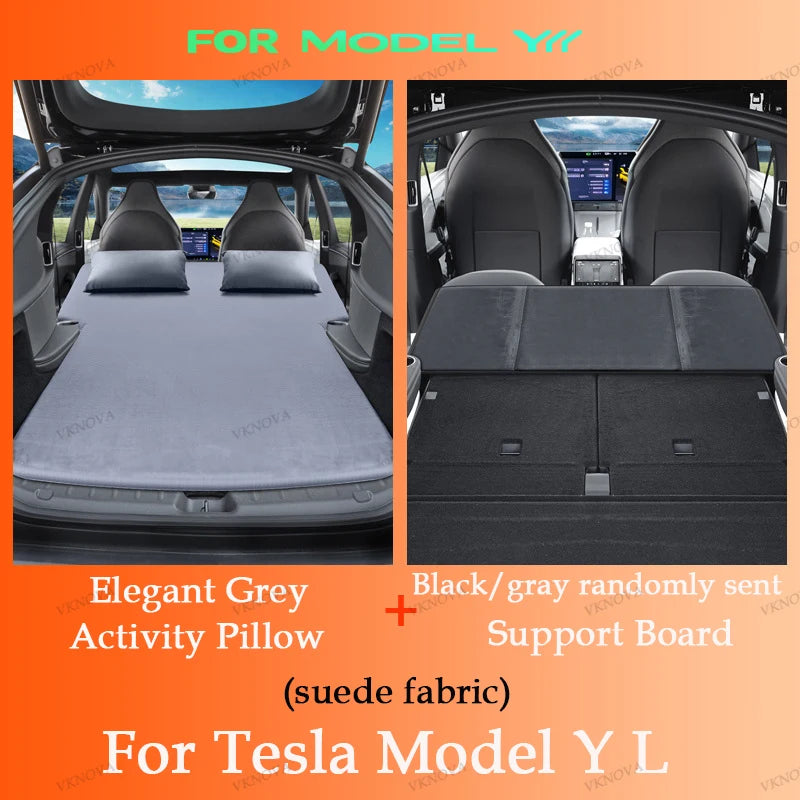 Model Y L mattress with gray adjustable pillow and support board