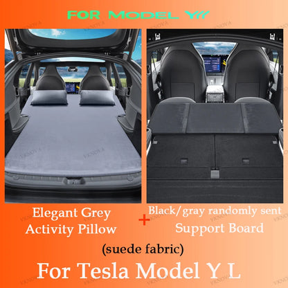 Model Y L mattress with gray adjustable pillow and support board