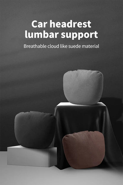 Faux Leather Car Neck Pillow with Memory Foam, Headrest Cushion for Car Seats and Gaming Chairs, Brown or Black