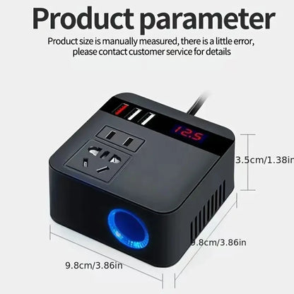 100W Car Power Inverter, 12V DC to 110V AC Outlet with 3 USB Ports and LED Display, Modified Sine Wave, 300W Peak