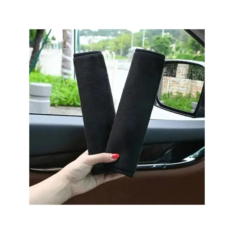 Seat Belt Cover for Adults, Soft Shoulder Pad in Black Short Plush or All-Season Style, Hidden Hook-and-Loop Closure, Universal Fit