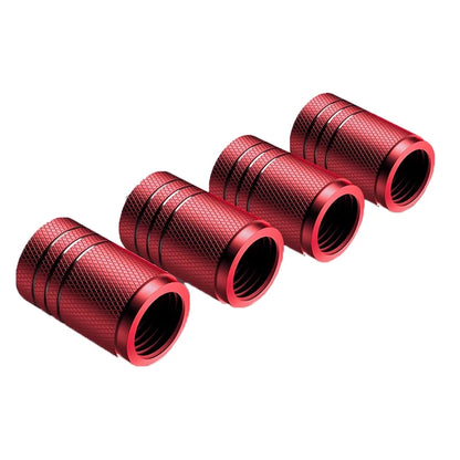 Aluminum Tire Valve Stem Caps, Knurled Grip, Set of 4, Universal Fit for Standard Schrader Valves, Silver, Red or Black