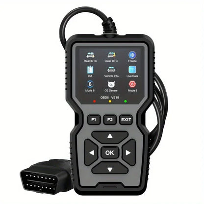 Gray OBD2 scanner with color screen