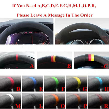 Steering Wheel Cover for Honda CR-V 2023 and Civic 2022-2023, Hand-Sewn Perforated Suede, Non-Slip Grip Sides, 7 Stitching Colors