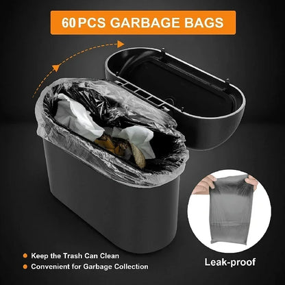 Mini Car Trash Can with Lid and Garbage Bags, Leak-Proof Small Bin for Door Pockets, Consoles and Desks, 4 Colors