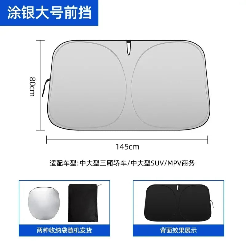 Foldable Windshield Sun Shade for Tesla Model 3 and Model Y, Front Window Shade for UV and Heat Protection, 2 Sizes