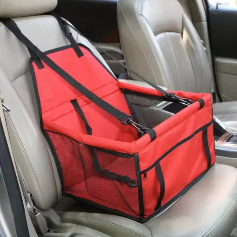 Foldable Pet Car Seat Basket and Travel Bag for Dogs and Cats, Stable Structure, Polyester, 9 Color Options