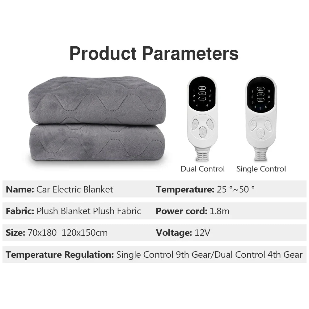 12V Heated Mattress Pad for SUV and RV Car Camping, Plush Electric Heating Mat, Single 28 x 71 in or Double 47 x 59 in