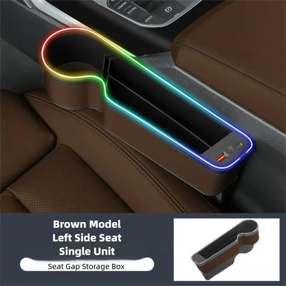 LED Car Seat Gap Filler with 56W Fast Charger — 7-Color Ambient Light