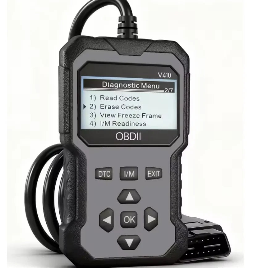 Gray OBD2 scanner with LCD screen
