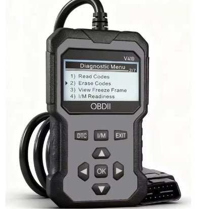 Gray OBD2 scanner with LCD screen